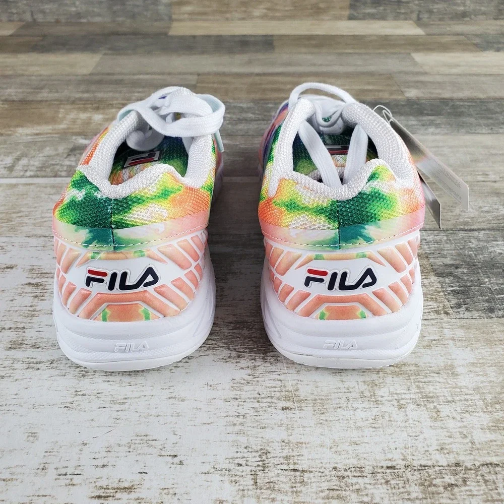 Fila Axilus Kids Girls Tennis Shoe Sz 7 Athletic Multi Tie Dye Round Toe Lace Up